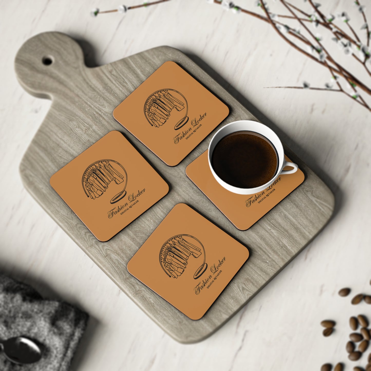 Fashion Locker Cup Coasters - Brown