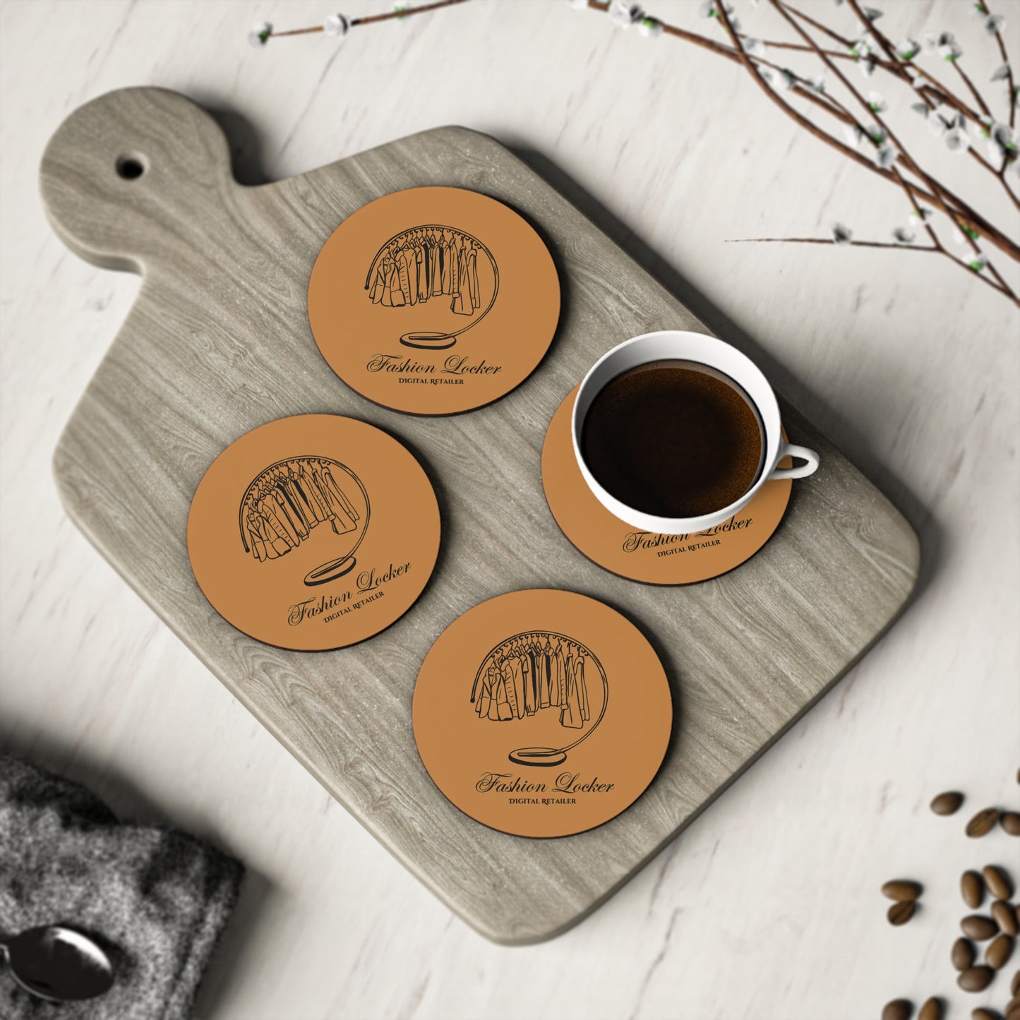 Fashion Locker Cup Coasters - Brown