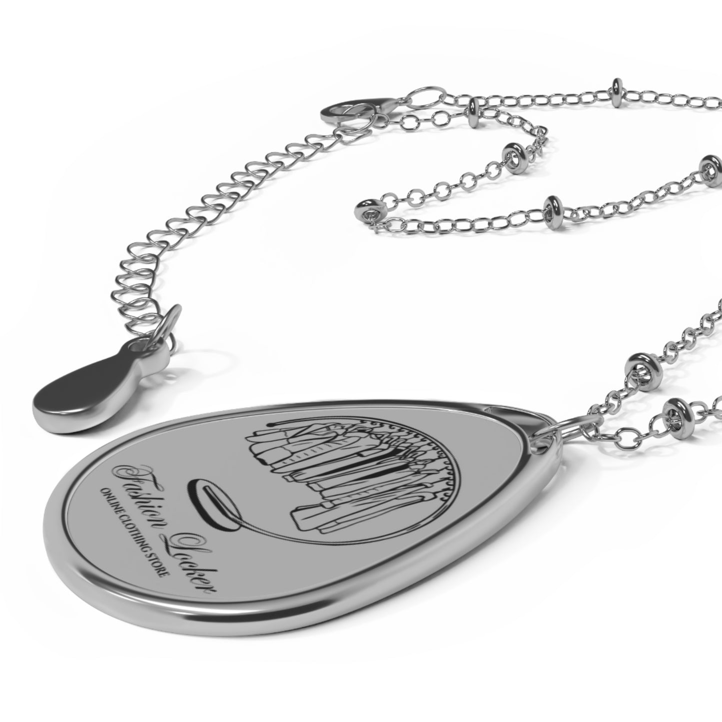 Fashion Locker Oval Necklace - Silver