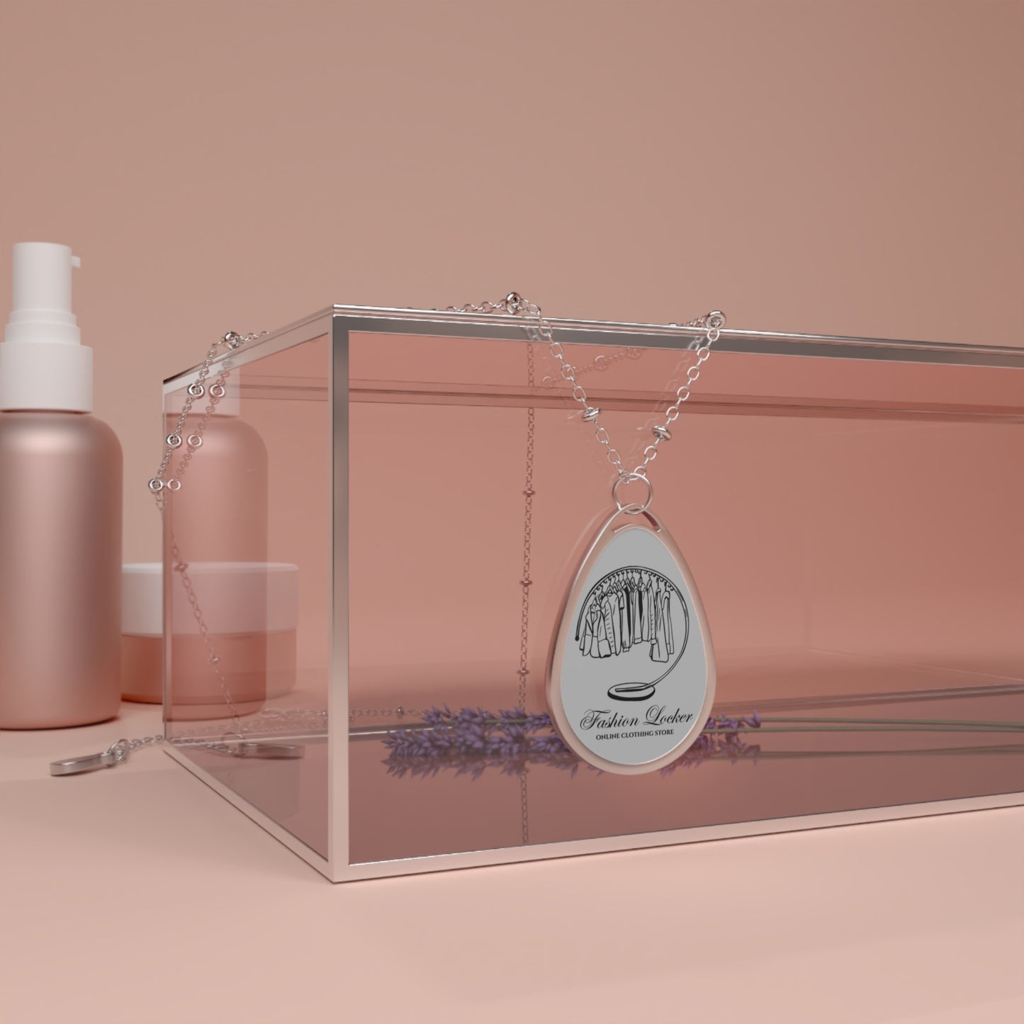 Fashion Locker Oval Necklace - Silver