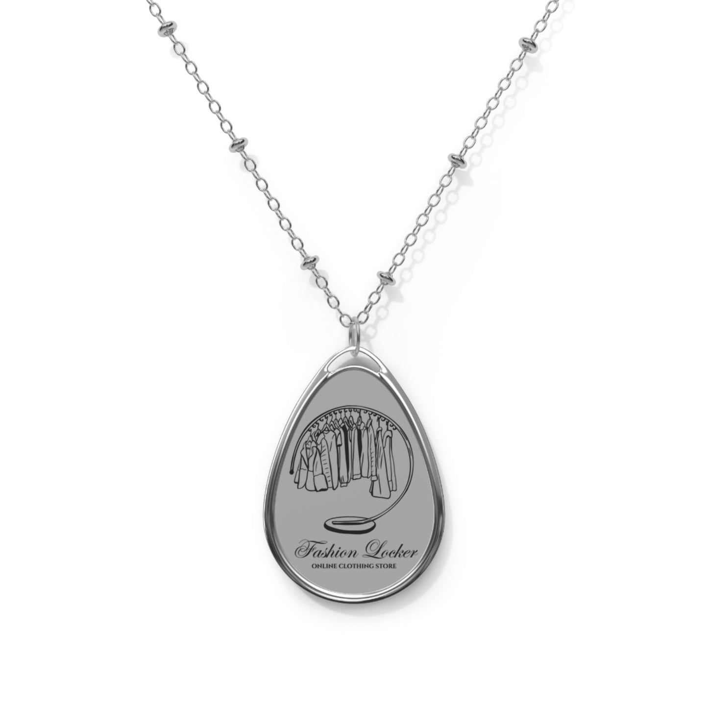 Fashion Locker Oval Necklace - Silver