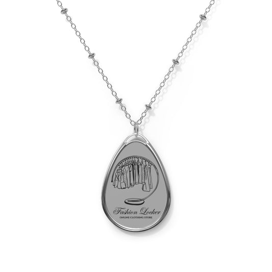 Fashion Locker Oval Necklace - Silver