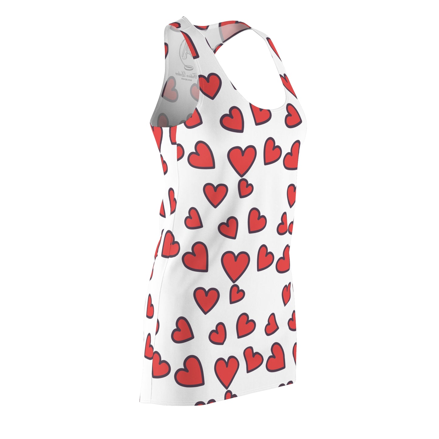 Heart Print Racerback Dress by Fashion Locker