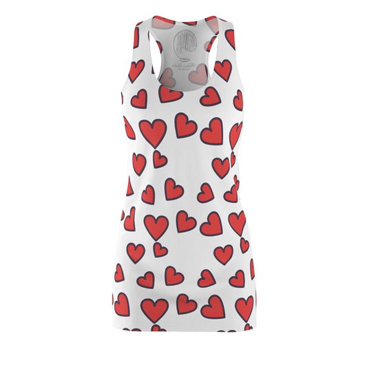 Heart Print Racerback Dress by Fashion Locker
